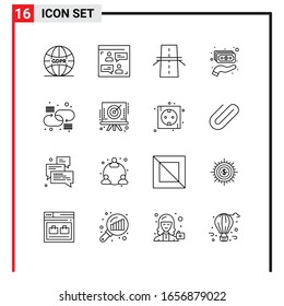 16 General Icons for website design print and mobile apps. 16 Outline Symbols Signs Isolated on White Background. 16 Icon Pack.
