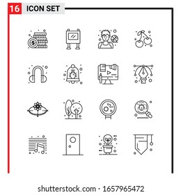 16 General Icons for website design print and mobile apps. 16 Outline Symbols Signs Isolated on White Background. 16 Icon Pack.
