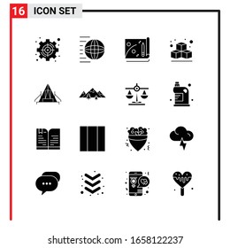 16 General Icons for website design print and mobile apps. 16 Glyph Symbols Signs Isolated on White Background. 16 Icon Pack.