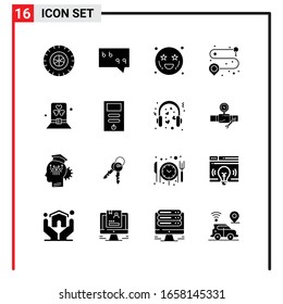 16 General Icons for website design print and mobile apps. 16 Glyph Symbols Signs Isolated on White Background. 16 Icon Pack.