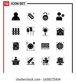 16 General Icons for website design print and mobile apps. 16 Glyph Symbols Signs Isolated on White Background. 16 Icon Pack.