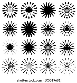 16 geometric radial elements - Various radiating symbols