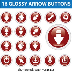 16 glossy arrow buttons. vector