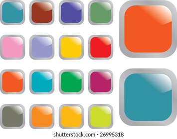 16 glossy square buttons - vector set
