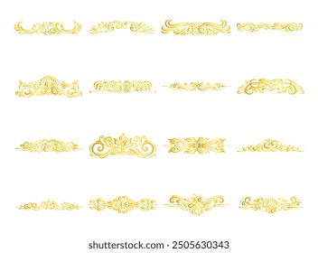 16 Golden Caligraphic Ornament Set