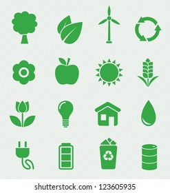 16 Green Ecology icons set