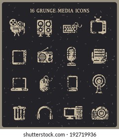 16 Grunge media icons,vector