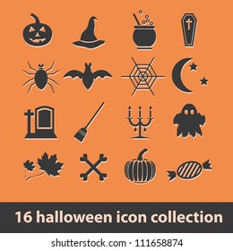 16 halloween icon collection