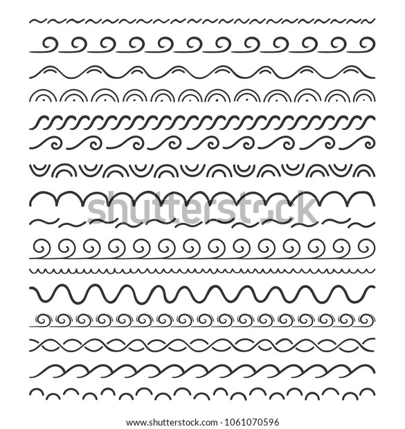 16 Hand drawn dividers - waves, white\
background, vector eps10\
illustration