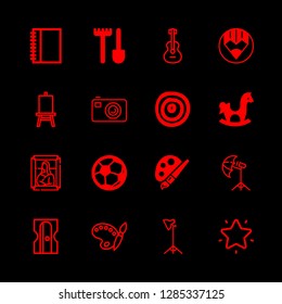 16 hobby icons with easel with canvas and artistic in this set