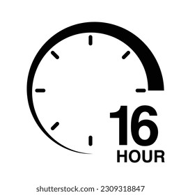 16 hour protection clock time sign icon symbol vector illustration isolated on white background