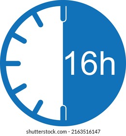 icono del temporizador de 16 horas, vector de icono del reloj