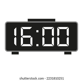 16 hours alarm clock. Time stamped vector. Clock flag marking time