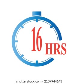 16 hours round timer or Countdown Timer icon. deadline concept. Delivery timer. Stock Vector illustration isolated on white background.