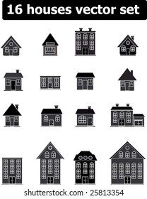 16 houses vector set