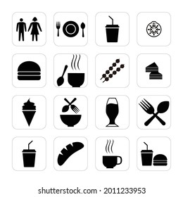 16 icon food and drink vector, set sign  food and drink icon vector symbol illustration 
