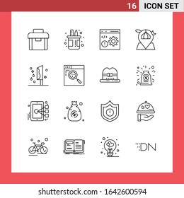 16 Icon Pack Line Style Outline Symbols on White Background. Simple Signs for general designing.