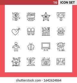 16 Icon Pack Line Style Outline Symbols on White Background. Simple Signs for general designing.