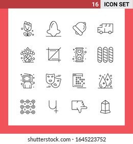 16 Icon Pack Line Style Outline Symbols on White Background. Simple Signs for general designing.