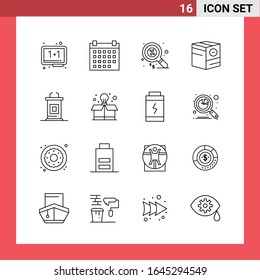 16 Icon Pack Line Style Outline Symbols on White Background. Simple Signs for general designing.