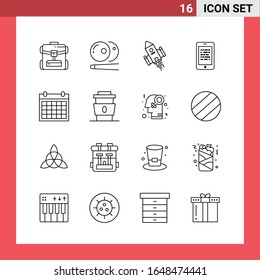 16 Icon Pack Line Style Outline Symbols on White Background. Simple Signs for general designing.