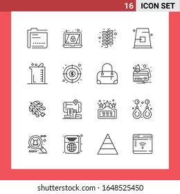 16 Icon Pack Line Style Outline Symbols on White Background. Simple Signs for general designing.