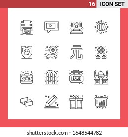 16 Icon Pack Line Style Outline Symbols on White Background. Simple Signs for general designing.