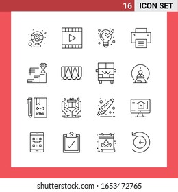 16 Icon Pack Line Style Outline Symbols on White Background. Simple Signs for general designing.