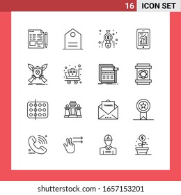 16 Icon Pack Line Style Outline Symbols on White Background. Simple Signs for general designing.