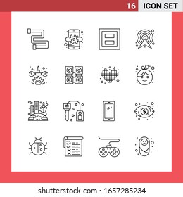 16 Icon Pack Line Style Outline Symbols on White Background. Simple Signs for general designing.