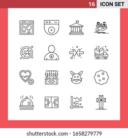 16 Icon Pack Line Style Outline Symbols on White Background. Simple Signs for general designing.