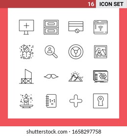 16 Icon Pack Line Style Outline Symbols on White Background. Simple Signs for general designing.