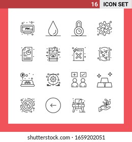 16 Icon Pack Line Style Outline Symbols on White Background. Simple Signs for general designing.