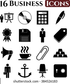 16 icon set. business Icons. Universal and Standard Icons.