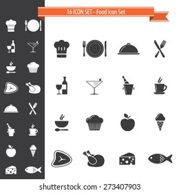 16 Icon Set. Cooking, Food and Kitchen Icons Set. EPS10 vector.