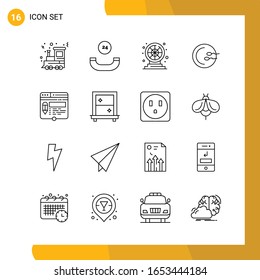 16 Icon Set. Line Style Icon Pack. Outline Symbols isolated on White Backgound for Responsive Website Designing.