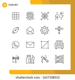 16 Conjunto de iconos. Paquete de iconos de estilo de línea. Símbolos de esquema aislados en el fondo blanco para diseño de sitio web responsable.