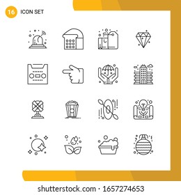 16 Icon Set. Line Style Icon Pack. Outline Symbols isolated on White Backgound for Responsive Website Designing.