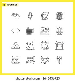 16 Icon Set. Simple Line Symbols. Outline Sign on White Background for Website Design Mobile Applications and Print Media.