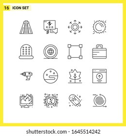 16 Icon Set. Simple Line Symbols. Outline Sign on White Background for Website Design Mobile Applications and Print Media.