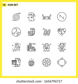 16 Icon Set. Simple Line Symbols. Outline Sign on White Background for Website Design Mobile Applications and Print Media.