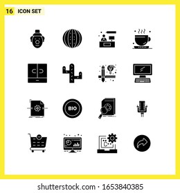 16 Icon Set. Simple Solid Symbols. Glyph Sign on White Background for Website Design Mobile Applications and Print Media.