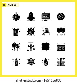 16 Icon Set. Simple Solid Symbols. Glyph Sign on White Background for Website Design Mobile Applications and Print Media.