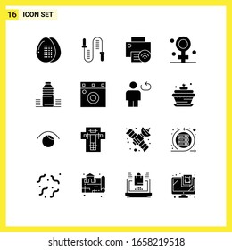 16 Icon Set. Simple Solid Symbols. Glyph Sign on White Background for Website Design Mobile Applications and Print Media.