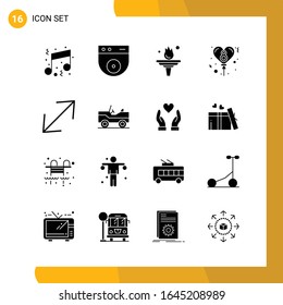 16 Icon Set. Solid Style Icon Pack. Glyph Symbols isolated on White Backgound for Responsive Website Designing.