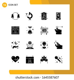 16 Icon Set. Solid Style Icon Pack. Glyph Symbols isolated on White Backgound for Responsive Website Designing.