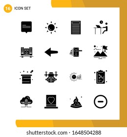 16 Icon Set. Solid Style Icon Pack. Glyph Symbols isolated on White Backgound for Responsive Website Designing.
