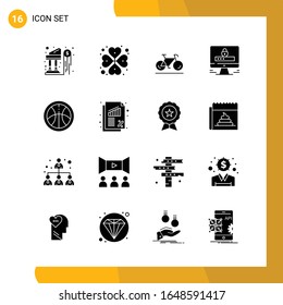 16 Icon Set. Solid Style Icon Pack. Glyph Symbols isolated on White Backgound for Responsive Website Designing.