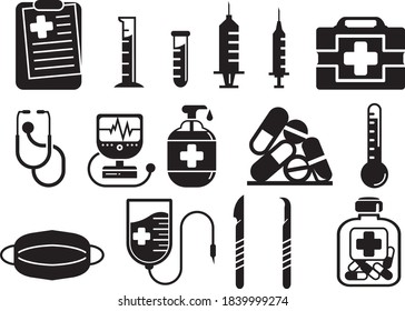 16 icon sets regarding medical matters