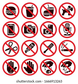16 icon sets for various prohibitions